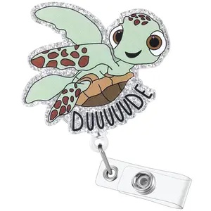Funny Turtle Badge Reel - Cute Pediatric Badge Holder, Retractable Clip for Nursing Student, RN, LPN, CNA, MA Medical Worker, Teacher, Nurse