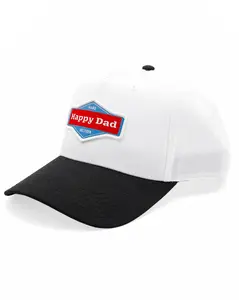 Happy Dad 2-Tone Hat (White/Black) Baseball Cap Adjustable