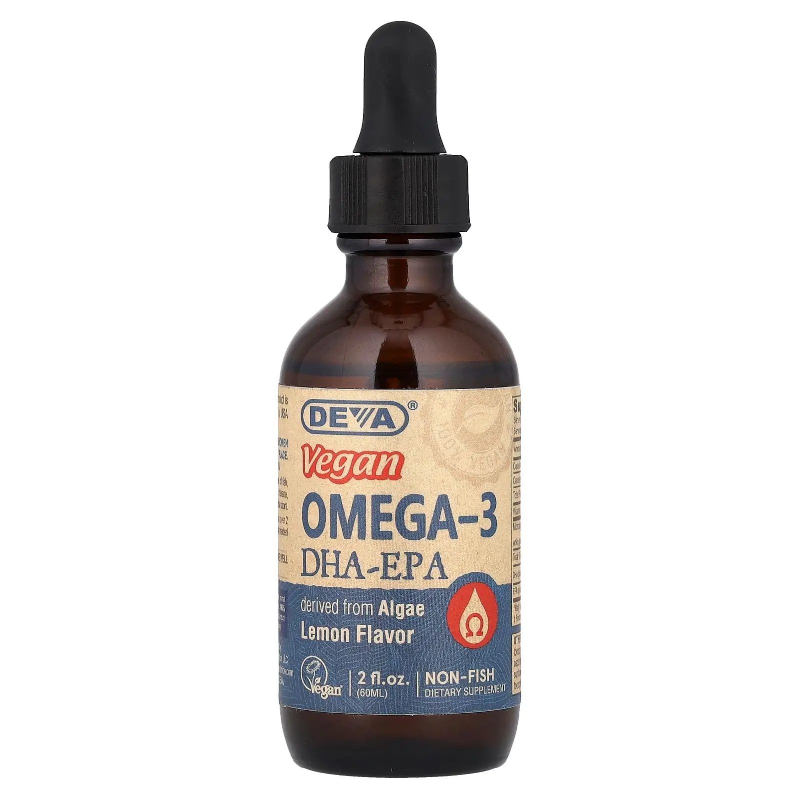 Deva Vegan Omega-3 DHA-EPA, Lemon, 2 fl oz (60 ml)