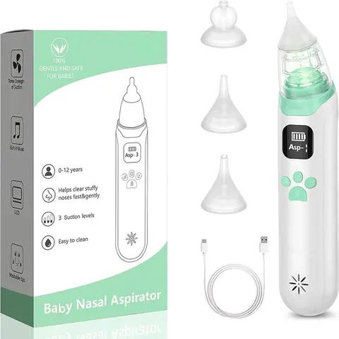 Electric Baby Nasal Aspirator, USB Rechargeable Baby Nose Cleaner with Replacement Heads, Nasal Care Solution, Newborn Nose Sucker for Toddlers
