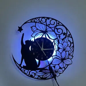 Vintage Cat Shaped Vinyl Wall Clock, Silent Non-Ticking Quartz Battery Driven, Irregular Shape Retro Decor, Perfect Gift for Cat Lovers