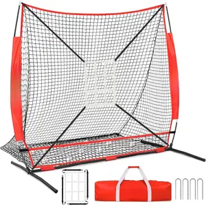 6'x6' Baseball Softball Practice Net,Baseball Backstop,for Hitting Pitching Batting Catching with Bow Frame,Bonus Strike Zone,Target