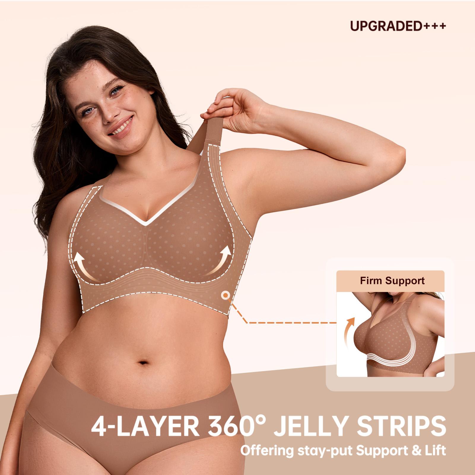 OEAK | Jelly Bra, Polka Dot Print, Plus Size Wireless Bras, Seamless Full Coverage, Natural Lift & Comfort Support summervibes
