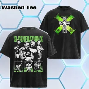 WWE 2026 - D-Generation X Champion , Oversize Unisex Acid Wash Tee , WWE Legend Streetwear , Cotton , Graphic Tee T-Shirt Hoodie Sweatshirt Wash , Classic , Fan Gift Top Fabric Menswear Casual Wrestling Crew Neck Garment PSS