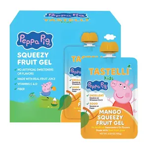 Peppa Pig Tastelli Kids Mango Squeezy Fruit Gel 100g x 10 Pouches Real Fruit Juice No Artificial Sweeteners  Snack