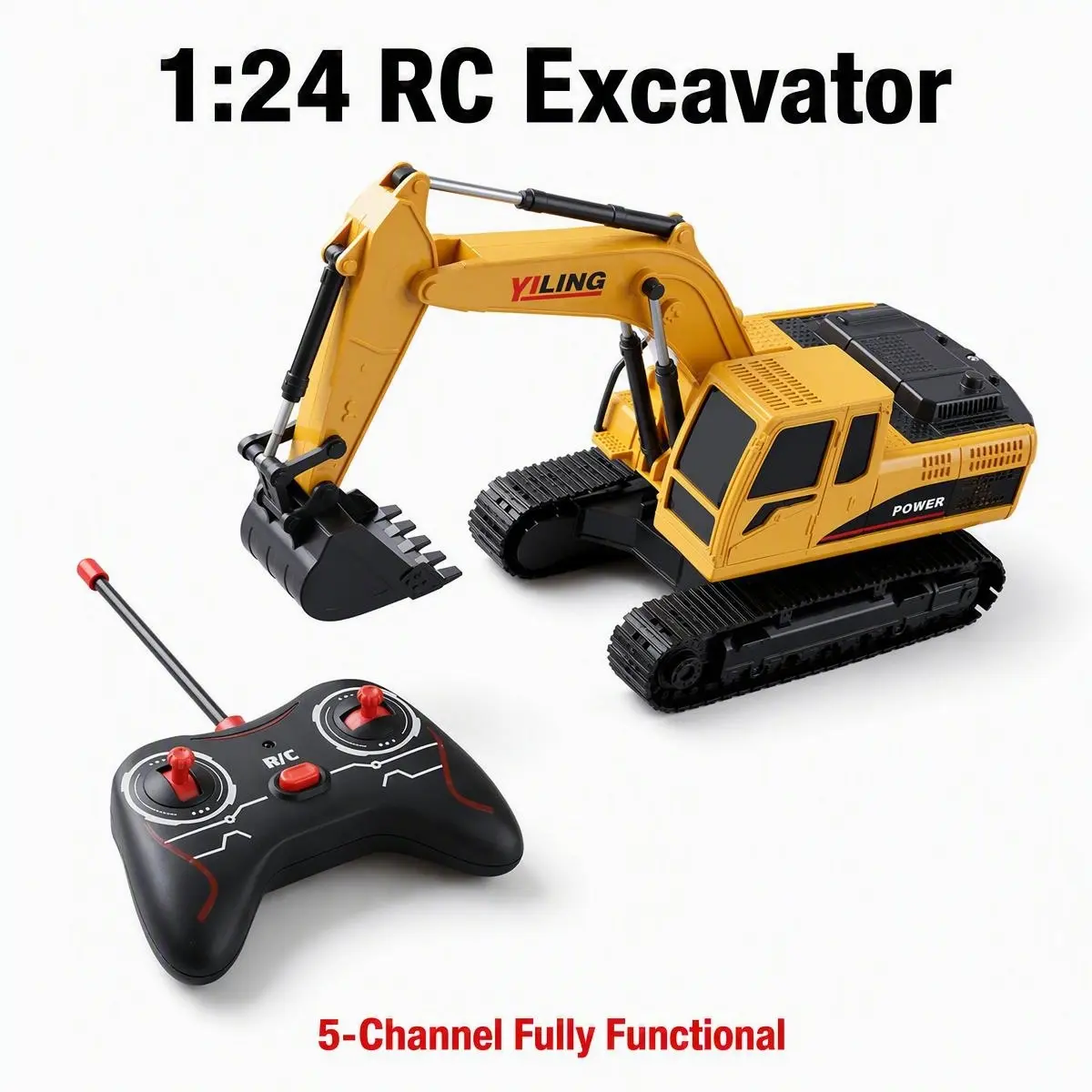 SUPERMELER 1:24 RC Excavator 5 Channel Realistic Action Construction Model