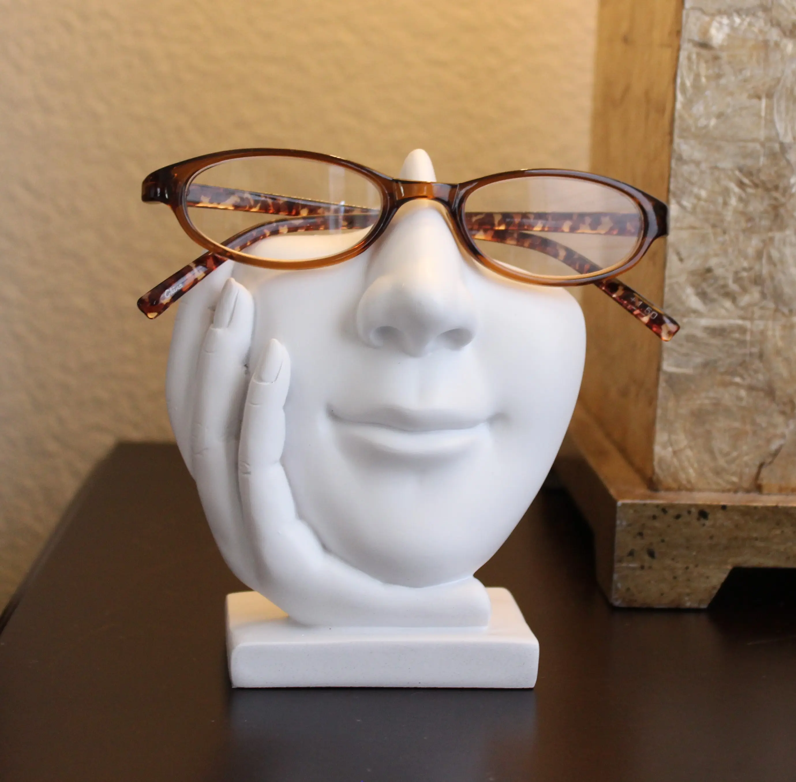 JewelryNanny Artsy Face Eyeglass Stand for Reading Glasses Decorative Holder