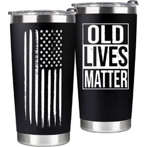Gag Christmas Gifts for Men, Dad from Daughter, Son - 30th, 40th, 50th and 60th Birthday Gifts for Men, Grandpa - Funny Old Man Gift, Old Lives Matter Tumbler 20oz
