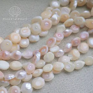 NC76-Sweet Pancake Pearls Necklace Nucleus-free Half Pearl Flat Shaped Pearls Detached from the shell Freshwater Pearls Tears of the Sea Moonlit Shell Whispers Natural Seedless Pearls Half-Pearls Necklace