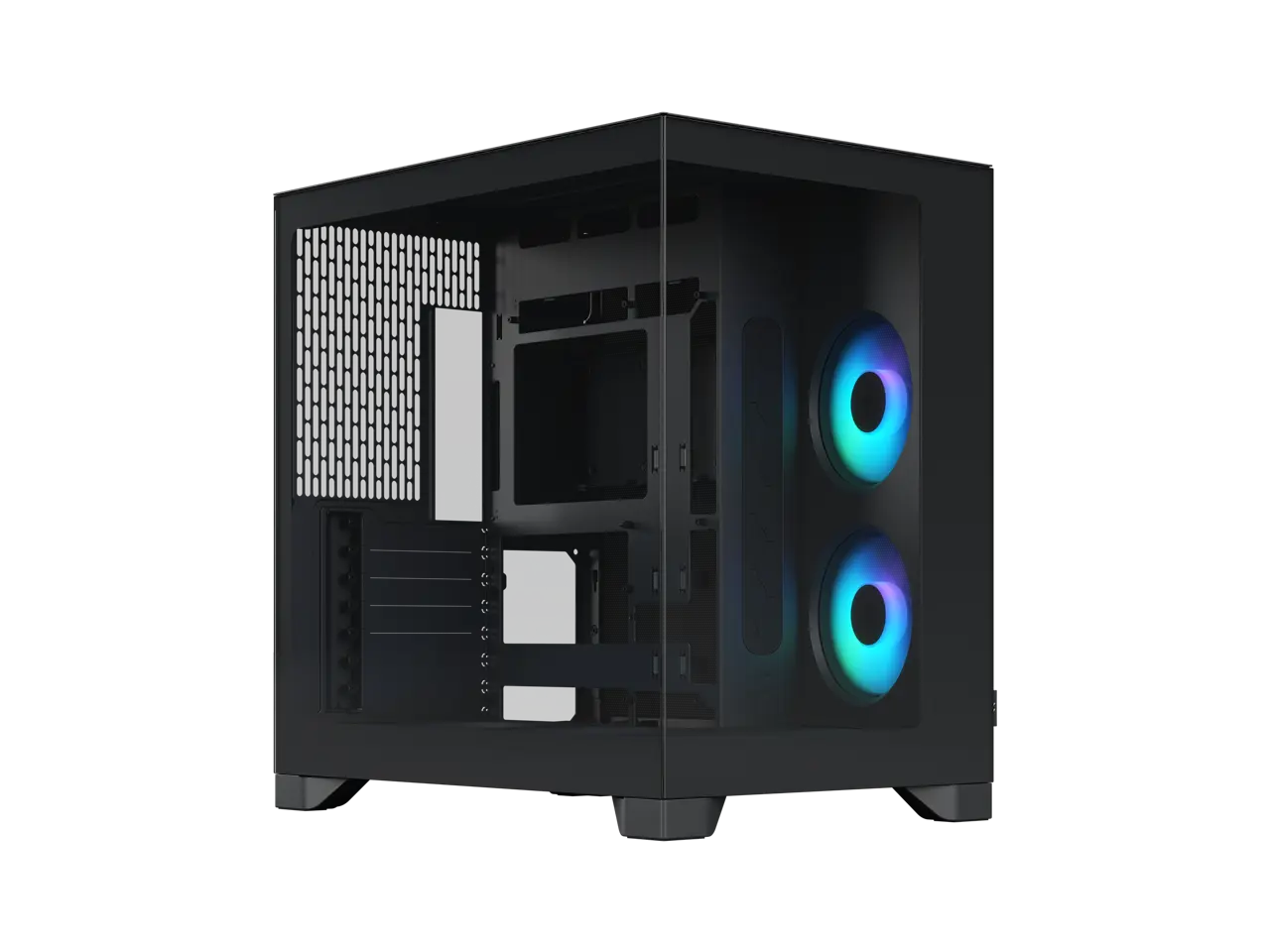 Fractal Design Pop 2 Vision Black RGB - Dual-Chamber PC Gaming Case - Front and Side Glass Panels- Four 120 mm Reverse Blade RGB Fans Included - Spacious Interior - E-ATX (up to 280 mm) ATX/mATX/ITX