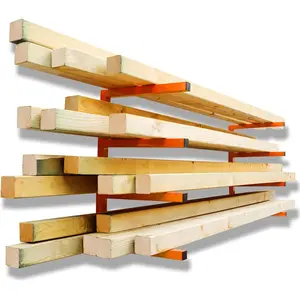 Organizer and Lumber Storage Rack Wall Mount, Heavy Duty Metal Shelf with 4-Level Holds Up 800 LBS, Indoor & Outdoor Use - Orange
