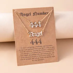 Gold Letter Angel Number 444 777 Multi-layer Chain Necklaces For Women--=%2=- woman=%2=----=%2=- jewelry=%2=-- woman jewelry