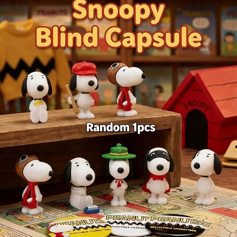 Peanuts Snoopy Blind Capsule PVC Figure, Figurines for Collectors, Official Licensed, 1 Random Kawaii Collectible, Cute Mini Desk Decor Gift, Perfect for Collectors