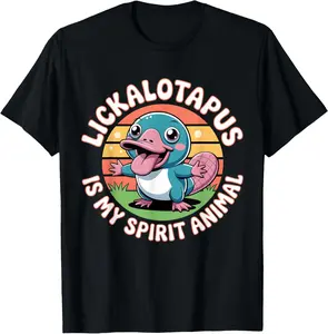 Cotton Graphic Tees Streetwear Gifts  Funny Lickalottapus Is My Spirit Animal Lickalotapus T-Shirt