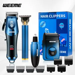 WEEME 4pcs Electric Hair Clipper Set, Hair Clippers, Multifunctional Hair Trimmer, Beard Trimmer Kit, USB Rechargeable, T-Head Shaver, Nose Hair Trimmer, Perfect Gift for Men