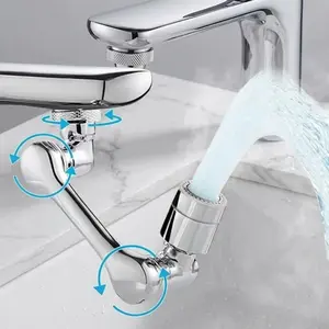 Flexible Rotating Faucet Extender, Kitchen Sink Anti-Splash Aerator with Adjustable Multi-Angle Spray Nozzle, Tool-Free Installation Splash Filter, Mechanical Arm Tap Adapter for Water Saving