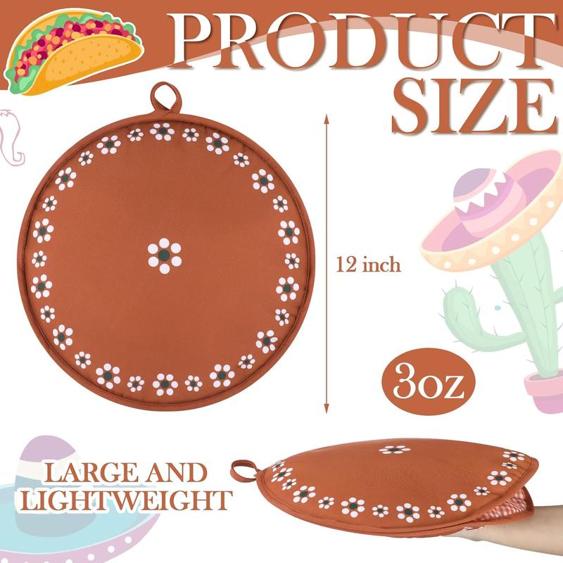 2 count 12 Inch Tortilla Warmer Pouch, Mexican De Barro Talavera Pottery  Microwavable Insulated Cloth Pouch for Tortillas, Tacos, Naan, and Pizza Rolls