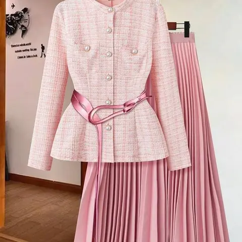 Elegant Women's Two-Piece Dress Set, Stylish for Special Occasions, Perfect Fit Design, Fashionable Ladies' Clothing Collection(gift)