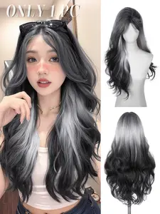 26 Inch Long Loose Body Wave Layered Wigs, Ombre Wigs with Bangs, Synthetic Heat Resistant Wig for Daily Party Cosplay