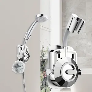 Self-Adhesive Shower Head Holder, 360 Degree Rotating Handheld Shower Arm Mount, No-Drill Wall Mounted Bracket (g1/2")