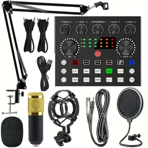 Podcast Equipment Pack, Capacitive Microphone, Integrated Audio Interface, Voice Changer Converter, Ideal for Recording, Singing, Streaming, Gaming, Podcast Equipment Kit