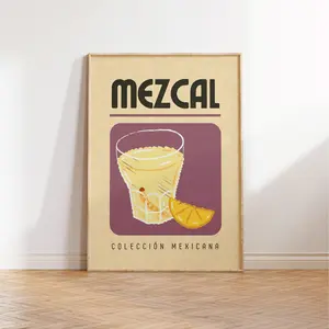 Mezcal Coleccion Mexicana Poster, Bar Cart Wall Art, Mexico Drinks Poster, Poster Prints No Framed, Gifts For Friend, Bedroom Wall Decor, Wall Art Decoration, Big Wall Art, Gifts For Birthday