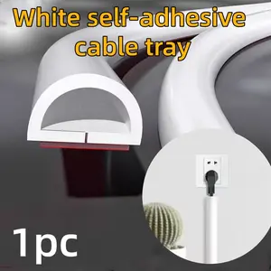 White self-adhesive cable tray, self-adhesive PVC floor cable cover - soft cable channel roll to prevent tripping