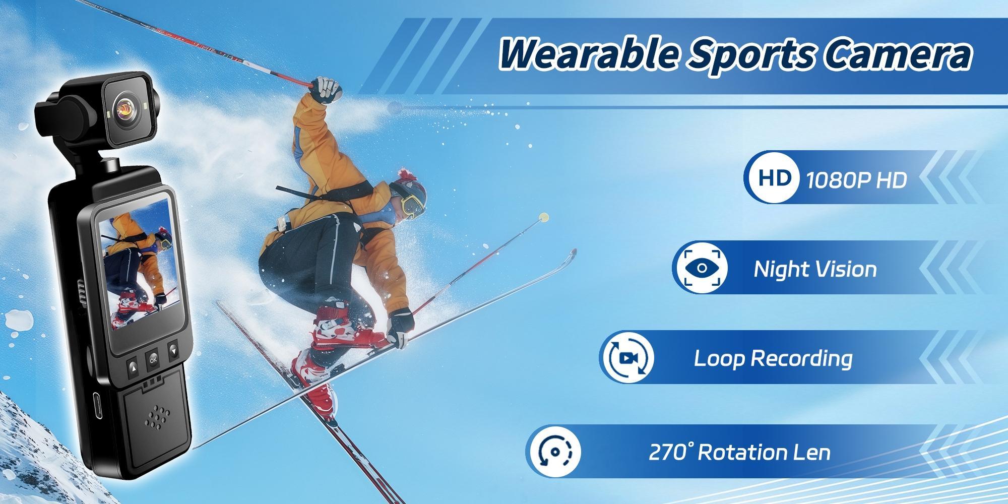 Upgraded 2.0 HD 1080P Portable Pocket Sports Camera – Ideal for vlogging, sports, outdoor travel, and daily use; features 6x zoom and wide-angle shooting; wireless vlogging camera for video recording.