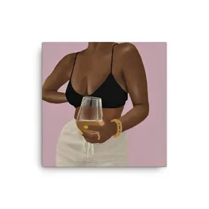 Unwine CHOCOLATE EDITION Canvas Luxury in Stillness Elegant Muse with Wine Glass Minimalist Art for Modern Office Decor