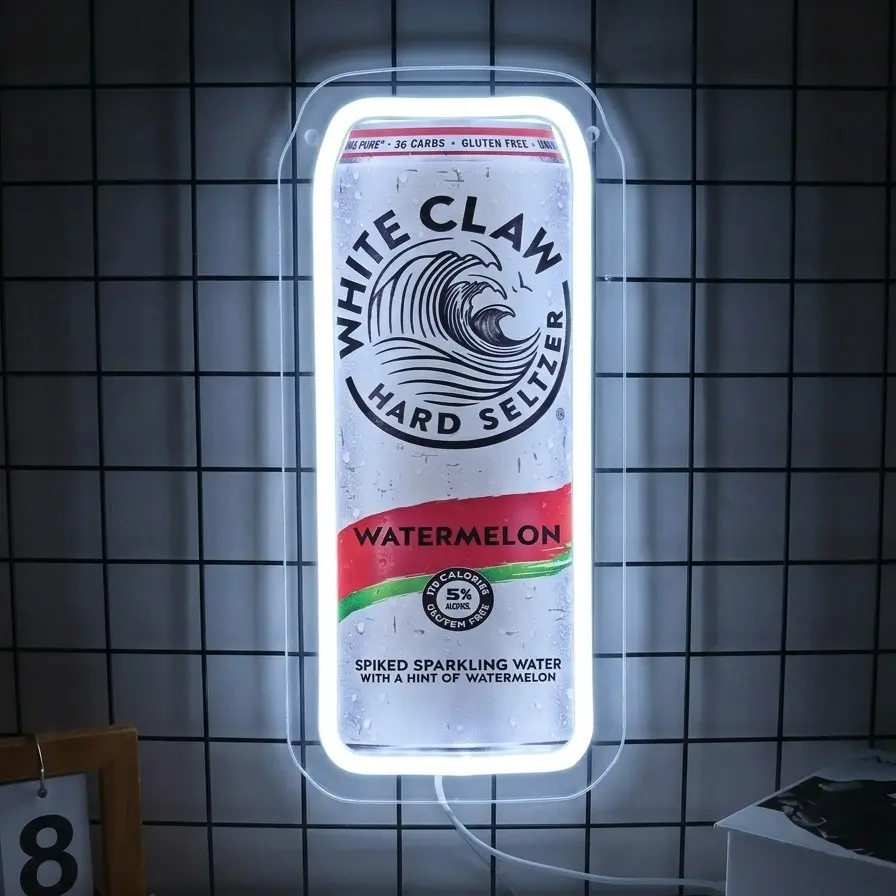 The Claw Neon Sign Hard Seltzer Beer Neon Sign Wall Light Decor, USB Powered Acrylic Panel Light, Pre-Drilled Holes Easy to Hang, Funny Bar Pub Man Cave Game Room Decor Gifts for Father's Day