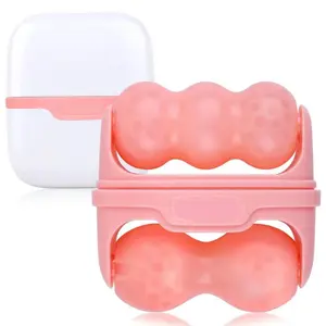 Ice Roller for Face & Eyes, Facial Massager Roller with Protective Cover, Cold Therapy Tool for Puffiness, Migraines & Skincare (Pink)