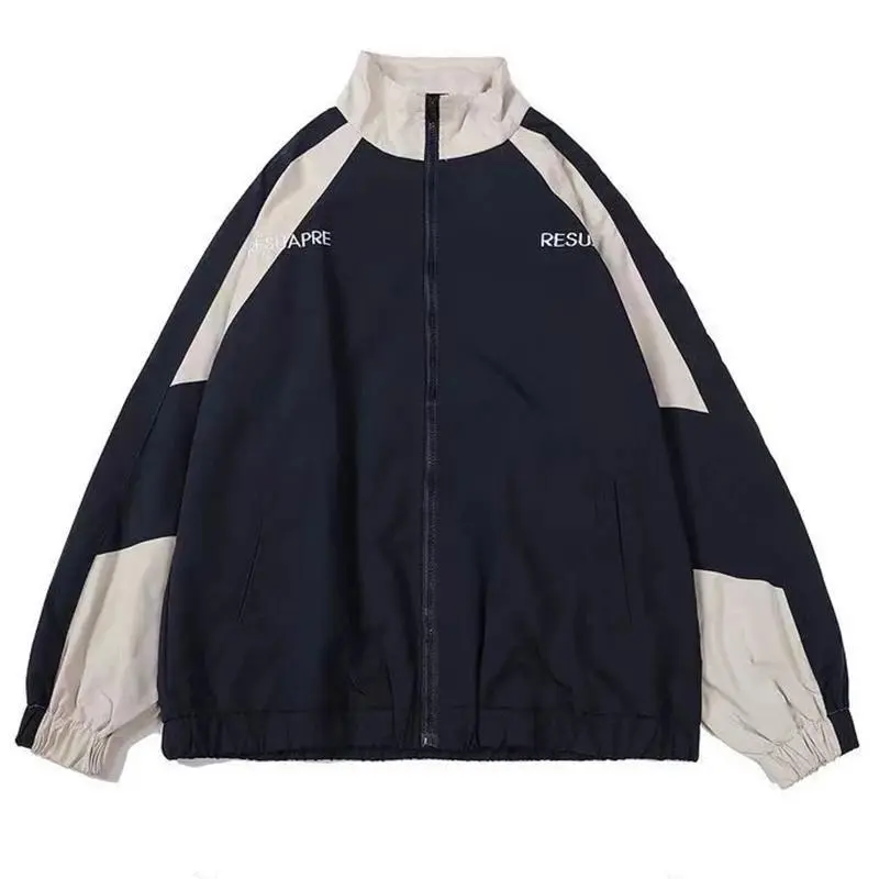 Hip Hop Varsity Jacket Men High Street Patchwork Color Black Windbreaker Coats Women Spring Autumn Thin Fashion College Jackets Menswear Tops