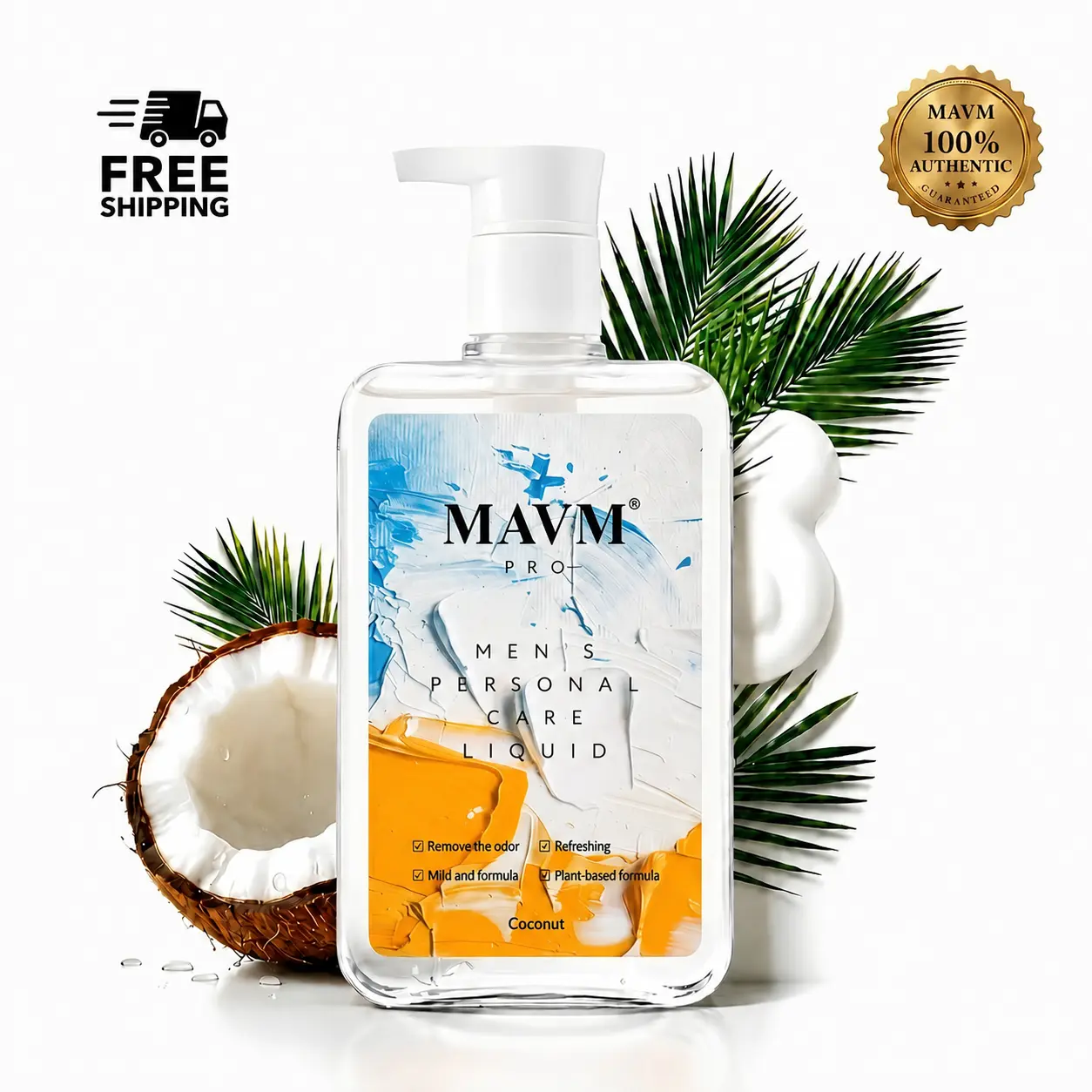 MAVM Coconut Coast Men’s Intimate Wash - Gentle, Plant-Based Below Waist Cleanser, pH-Balanced Sensitive Skin Bath & Shower Gel, Fresh Coconut Scent, 260 ml Daily Cleansing Care, Body Care