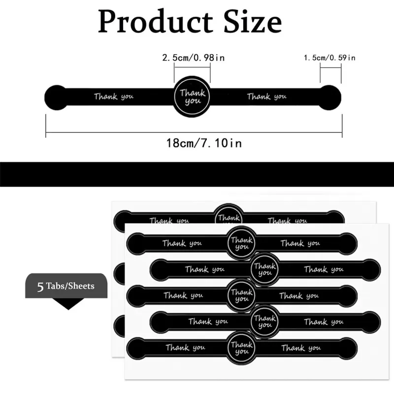 Long Strip "Thank You" Self Adhesive Stickers for Handmade Crafts - Baking Label Stickers for Cake Boxes & Dessert Packaging Seals, DIY Decorative Embellishments, Decorative Labels, Sticker Sheets, Word Stickers, Stickers Included