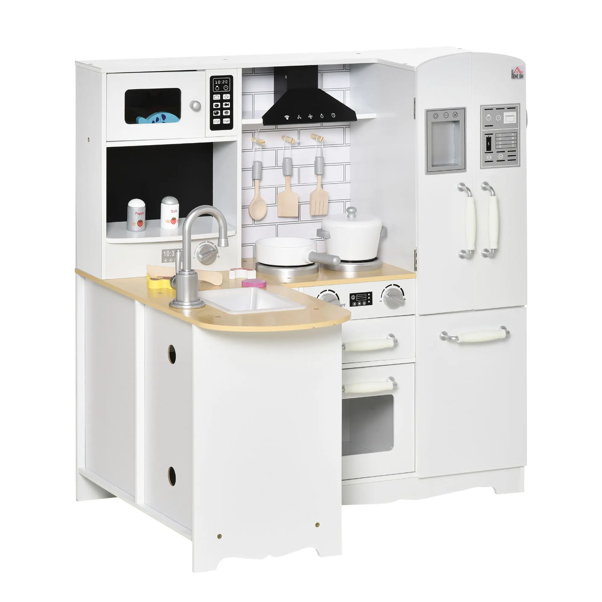 Large Play Kitchen • Full Appliance Set for Modern Pretend Play, Tons of Storage • Corner Design with Sound Effects • Educational Role Play!