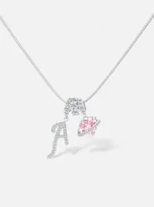 Silver Color Letter Pendant Necklace with Accent, Initial Necklace, Elegant Fashion Jewelry, Perfect Gift for Valentine's Day and Birthdays