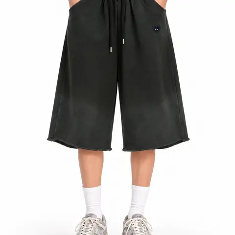 Aelfric Eden Men's Double Waistband Washed Plaid Bermuda Shorts - Oversized, Loose, Cropped Knee-Length Sweat Shorts with Pockets, Drawstring, Y2K Streetwear for Unisex Casual Daily Outfits