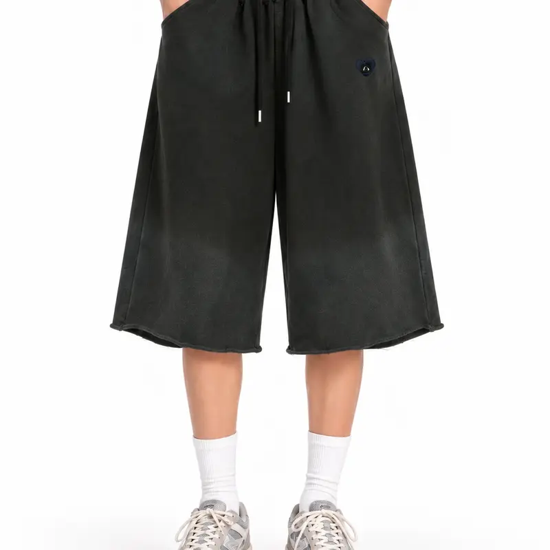 Aelfric Eden Men's Double Waistband Washed Plaid Bermuda Shorts - Oversized, Loose, Cropped Knee-Length Sweat Shorts with Pockets, Drawstring, Y2K Streetwear for Unisex Casual Daily Outfits