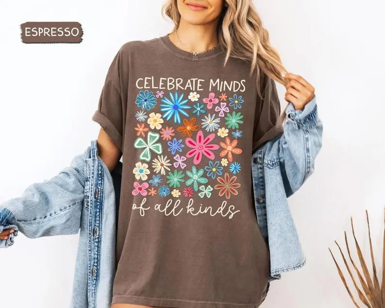 Comfort Colors Celebrate Minds Of All Kinds Shirt, SPED Teacher Shirt, Special Education Teacher, School Counselor Shirt, Autism Teacher Tee