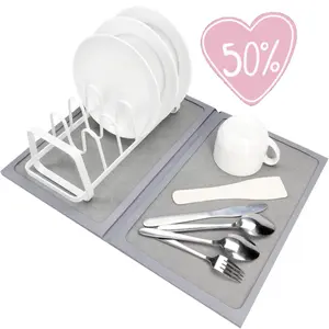 Large Stone Dish Drying Mat 17" x 28" - Dish Drying Mat for Kitchen Counter - Diatomaceous Earth Dish Drying Mat - Heavy-Duty, Foldable, Space-Saving & Eco-Friendly Stone Drying Mat by IDL Packaging Coasters Silicone