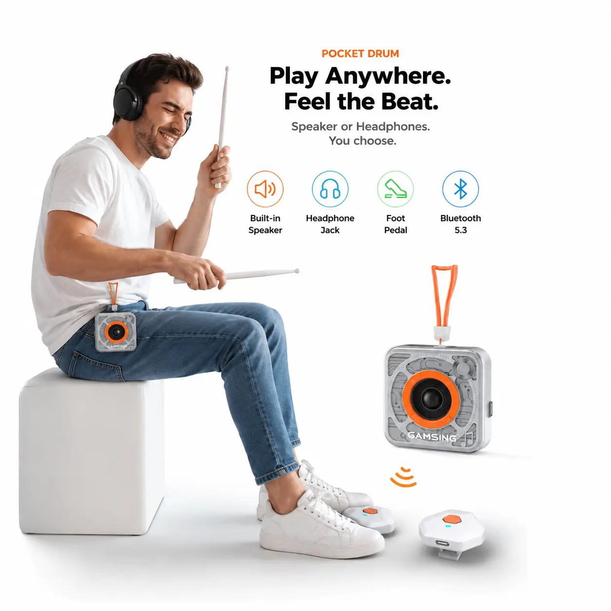 PockerDrum  Electric Air Drum Sticks ,Pedals,Bluetooth USB  Function Electric Drum Set Professionals Gift Audio Portable Machine Desktop  Stereo Soundbar Speaker  Travel Bag outdoor travel   Percussion Instrument Electronic Drum Set Drum Kit Drumstick max