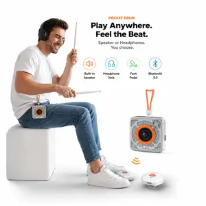 PockerDrum 2Max Electric Air Drum Sticks ,Pedals,Bluetooth USB MIDI Function Electric Drum Set for Adults Kids Professionals Gift Percussion Instrument Audio Portable Machine