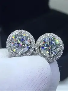 Silvery Moissanite Stud Earrings - Classic &Fashion Statement Earrings Ear Jewelry Perfect Birthday Mother'sDay Unisex Gift for Men Women Wedding Set