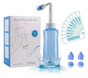 Neti Pot Sinus Rinse Bottle - Gentle Nasal Wash Bottle Nose Cleaner for Effective Pressure Irrigatio 300 ML with 20 Nasal Wash Salt Packets