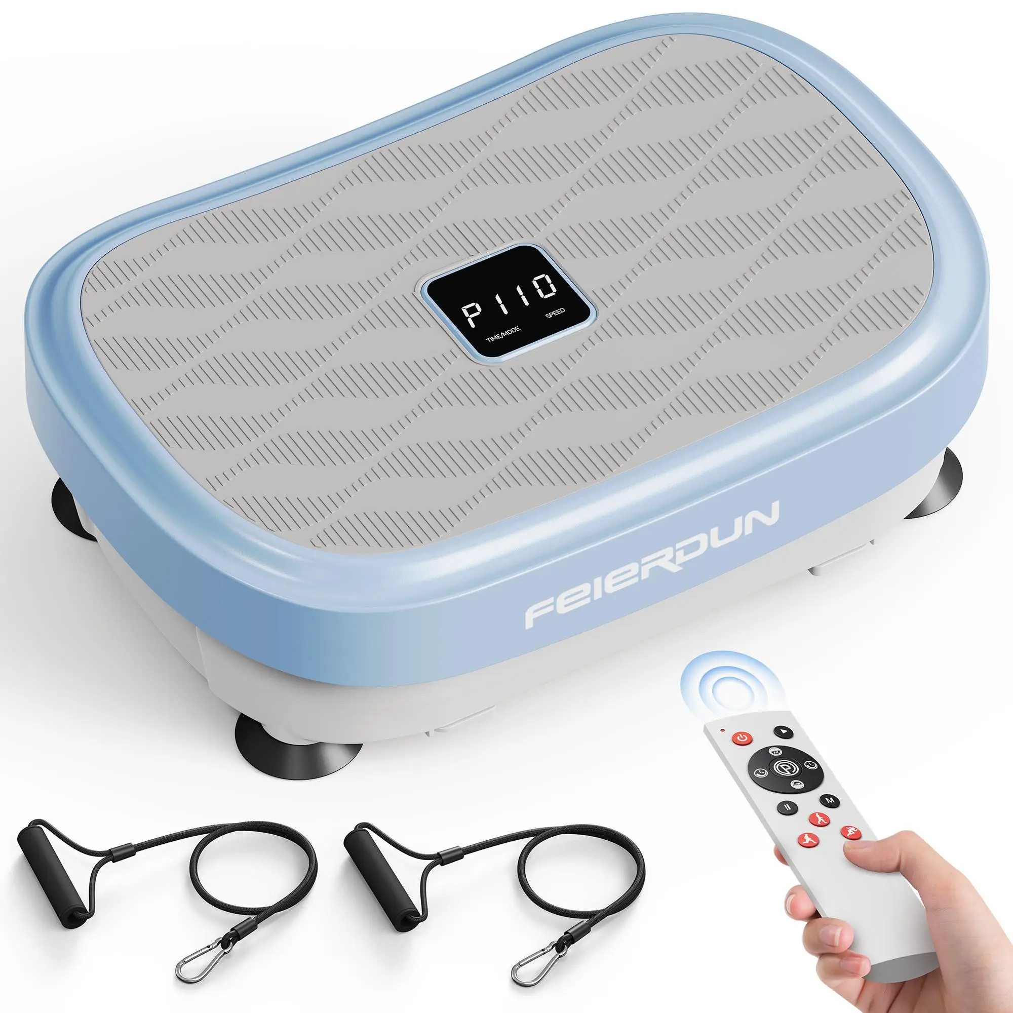 FEIERDUN Vibration Plate Exercise Machine,Lymphatic Drainage Machine, Power Plate Vibration Platform w/ Loop Bands for Wellness and Fitness