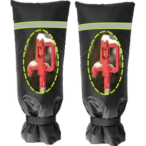 2 Pack Outdoor Faucet Covers for Winter, 8.2" W x 20" H Outside Yard Hydrant Protector Socks Winter, Insulated Hose Bib Protector Cover, Spigot Pipe Cover Freeze Protection Black