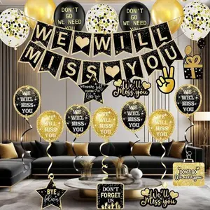 "Memorable Goodbye Celebration Kit, Reusable Miss You Banner & Decor, Retirement Farewell Party Supplies, Job Change Event Essentials, Natural Look Going Away Decorations, Easy Setup No Hassle" Adventure Hanging Metallic Plastic
