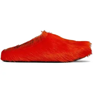 Marni Long Hair Calfskin Fussbett Sabot Mule Orange
