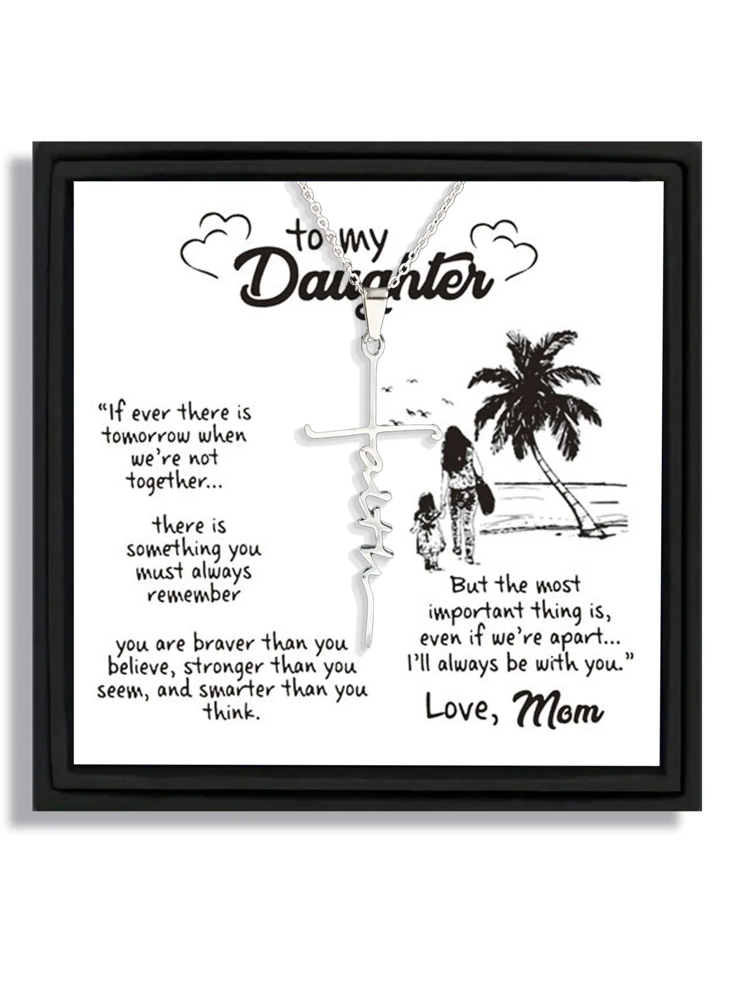 1 piece elegant letter cross necklace gift box suitable for Mother's Day to daughter with blessing card and box