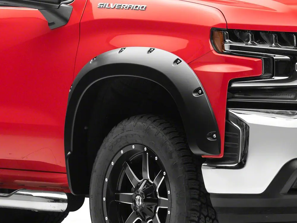 REDROCK Pocket-Style Fender Flares - Polypropylene Mud Flaps & Splash Guards for 19-21 Silverado 1500, Bolt-On Fit Off-Road Truck Exterior Accessories with Wide Covering, Decoration, Aggressive Look, Extra Tire Protection & Necessary Hardware